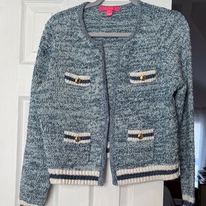 Lilly Pulitzer Blue and Cream Cardigan size XL